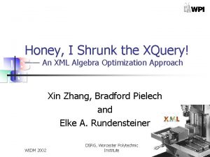 Honey I Shrunk the XQuery An XML Algebra