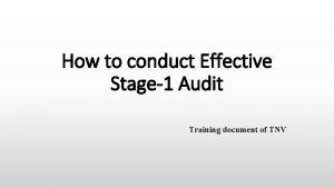 How to conduct Effective Stage1 Audit Training document