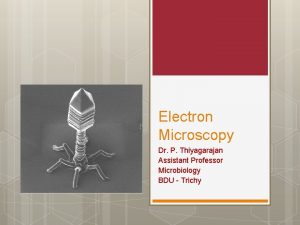 Electron Microscopy Dr P Thiyagarajan Assistant Professor Microbiology