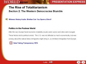The Rise of Totalitarianism Section 2 The Western
