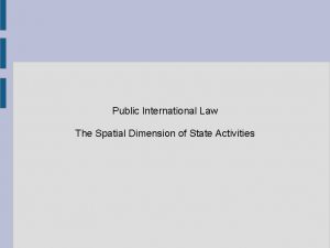 Public International Law The Spatial Dimension of State