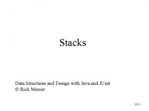 Stacks Data Structures and Design with Java and