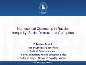 Homosexual Citizenship in Russia Inequality Social Distrust and