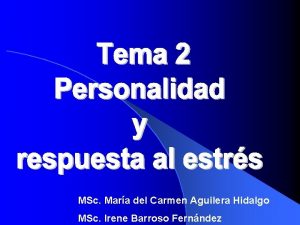 MSc Mara del Carmen Aguilera Hidalgo MSc Irene