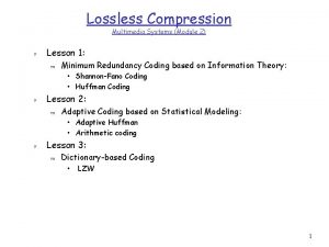 Lossless Compression Multimedia Systems Module 2 r Lesson