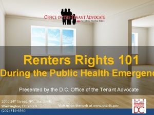 Renters Rights 101 During the Public Health Emergenc