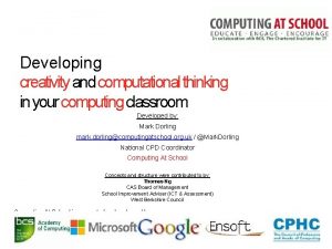 Developing creativity and computational thinking in your computing
