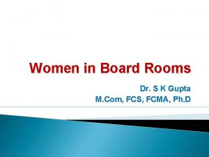 Women in Board Rooms Dr S K Gupta