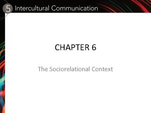 CHAPTER 6 The Sociorelational Context All human beings