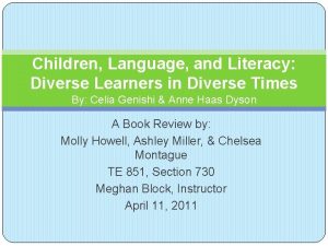Children Language and Literacy Diverse Learners in Diverse