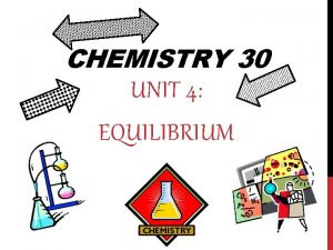 CHEMISTRY 30 UNIT 4 EQUILIBRIUM REVERSIBILITY OF CHEMICAL