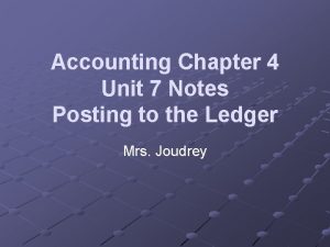 Accounting Chapter 4 Unit 7 Notes Posting to