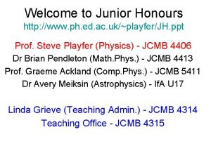 Welcome to Junior Honours http www ph ed