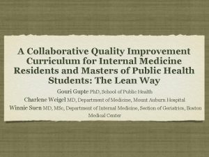 A Collaborative Quality Improvement Curriculum for Internal Medicine