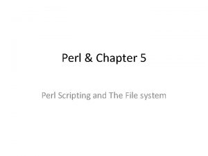 Perl Chapter 5 Perl Scripting and The File