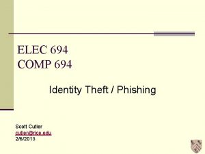 ELEC 694 COMP 694 Identity Theft Phishing Scott