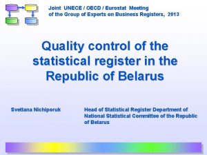 Joint UNECE OECD Eurostat Meeting of the Group
