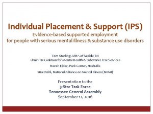 Individual Placement Support IPS Evidencebased supported employment for