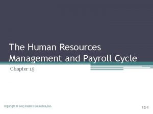 The Human Resources Management and Payroll Cycle Chapter