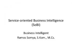 Serviceoriented Business Intelligence So BI Business Intelligent Ramos