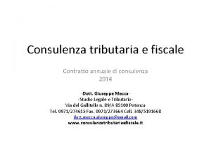 Consulenza tributaria e fiscale Contratto annuale di consulenza