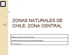 ZONAS NATURALES DE CHILE ZONA CENTRAL Objetivo caracterizar