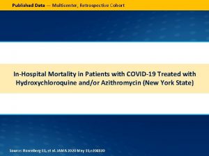 Published Data Multicenter Retrospective Cohort InHospital Mortality in