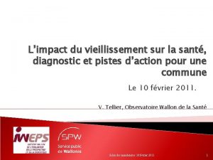 Limpact du vieillissement sur la sant diagnostic et