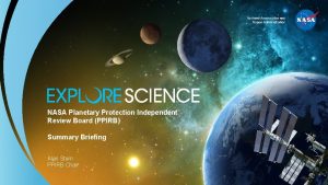 NASA Planetary Protection Independent Review Board PPIRB Summary