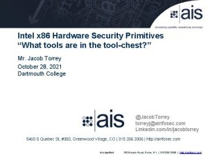 Intel x 86 Hardware Security Primitives What tools