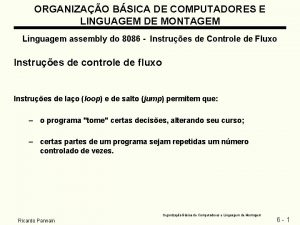 ORGANIZAO BSICA DE COMPUTADORES E LINGUAGEM DE MONTAGEM