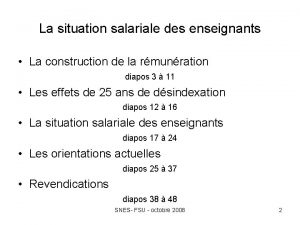 La situation salariale des enseignants La construction de