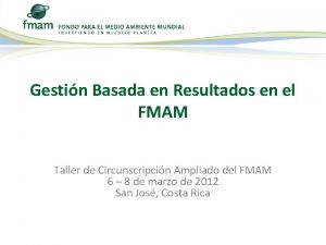 Gestin Basada en Resultados en el FMAM Taller