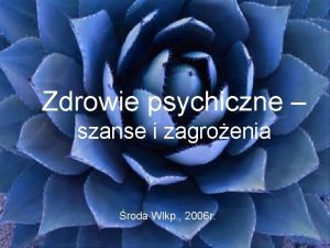 Zdrowie psychiczne szanse i zagroenia roda Wlkp 2006