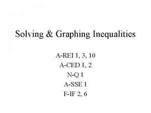 Solving Graphing Inequalities AREI 1 3 10 ACED