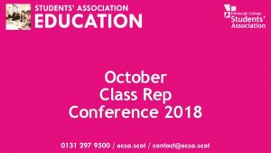 October Class Rep Conference 2018 Agenda Ice Breaker
