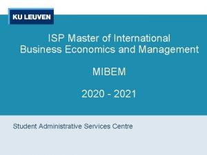 ISP Master of International Business Economics and Management