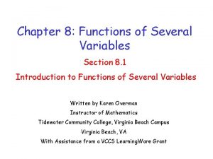 Chapter 8 Functions of Several Variables Section 8