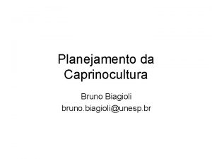 Planejamento da Caprinocultura Bruno Biagioli bruno biagioliunesp br