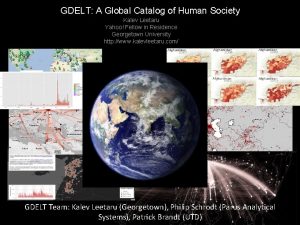 GDELT A Global Catalog of Human Society Kalev