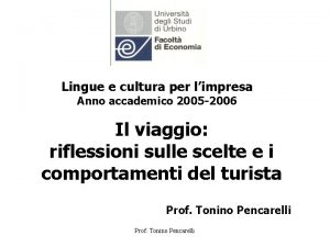 Lingue e cultura per limpresa Anno accademico 2005