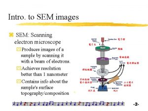 Intro to SEM images z SEM Scanning electron