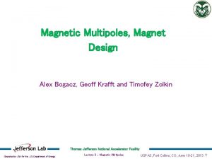 Magnetic Multipoles Magnet Design Alex Bogacz Geoff Krafft