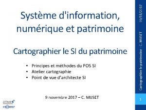 Cartographier le SI du patrimoine Principes et mthodes