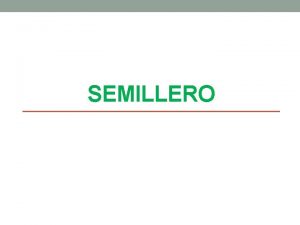 SEMILLERO SEMILLERO Se da el nombre de semillero