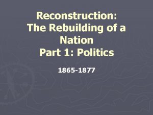 Reconstruction The Rebuilding of a Nation Part 1