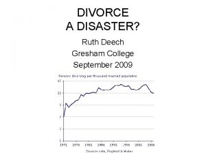 DIVORCE A DISASTER Ruth Deech Gresham College September