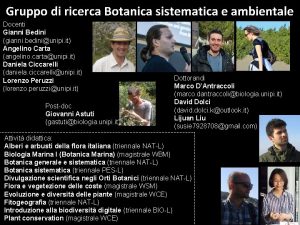 Gruppo di ricerca Botanica sistematica e ambientale Docenti