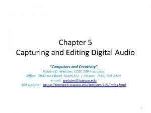 Chapter 5 Capturing and Editing Digital Audio Computers