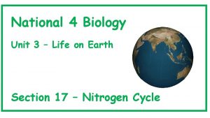 National 4 Biology Unit 3 Life on Earth